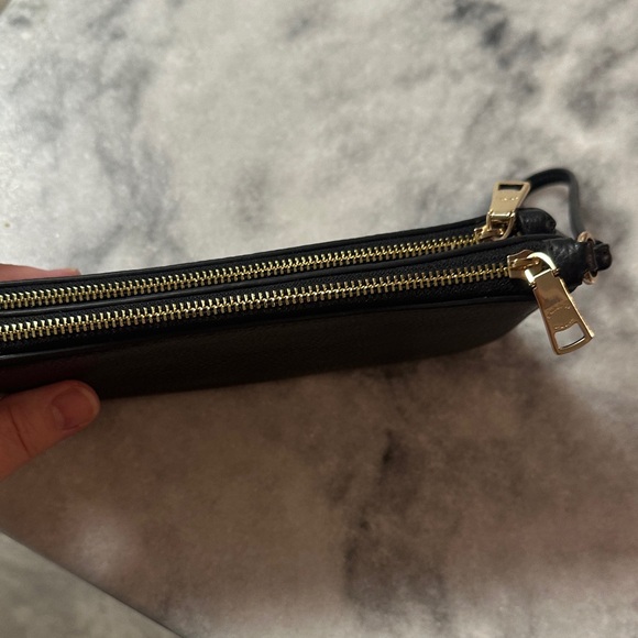 Coach Black Pebbled Leather Double zip Wristlet - Picture 3 of 6